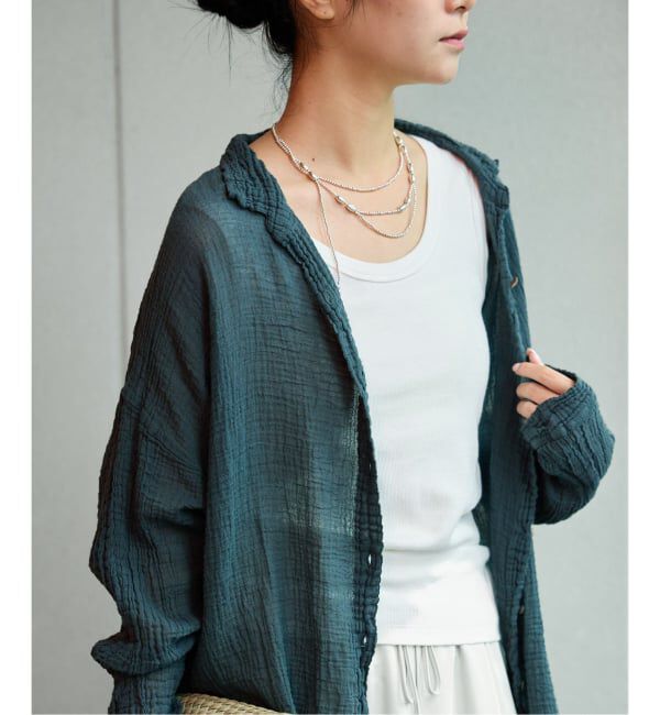 IENA「《追加/UVカット》テレコストレッチフレンチノースリーブ」|Tシャツ・カットソー|