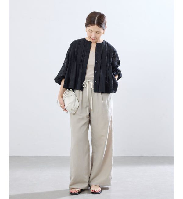 IENA「《追加/UVカット》テレコストレッチフレンチノースリーブ」|Tシャツ・カットソー|