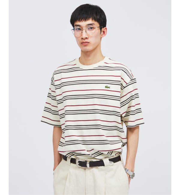 JOURNAL STANDARD「LACOSTE / ラコステ 別注 マルチ ストライプ クルーネック Tシャツ」|Tシャツ・カットソー|
