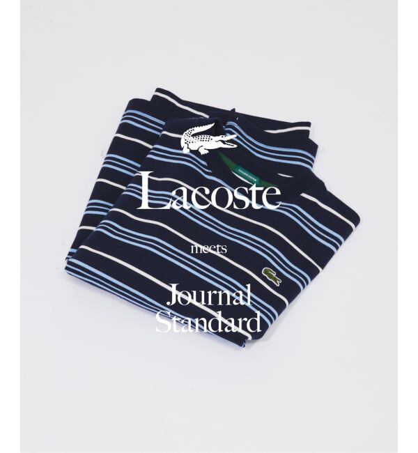 JOURNAL STANDARD「LACOSTE / ラコステ 別注 マルチ ストライプ クルーネック Tシャツ」|Tシャツ・カットソー|ネイビー