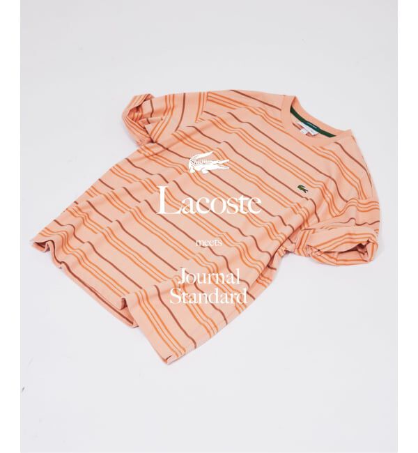 JOURNAL STANDARD「LACOSTE / ラコステ 別注 マルチ ストライプ クルーネック Tシャツ」|Tシャツ・カットソー|ピンク