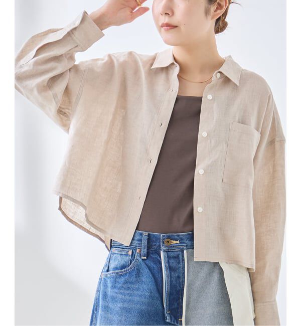 journal standard L'essage「ヨーロピアンフラックス ショートシャツ」|シャツ・ブラウス|ベージュ