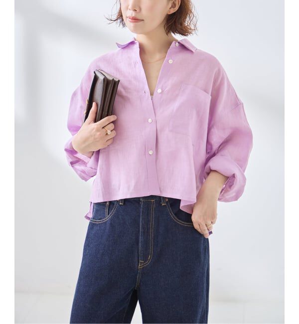 journal standard L'essage「ヨーロピアンフラックス ショートシャツ」|シャツ・ブラウス|パープル B