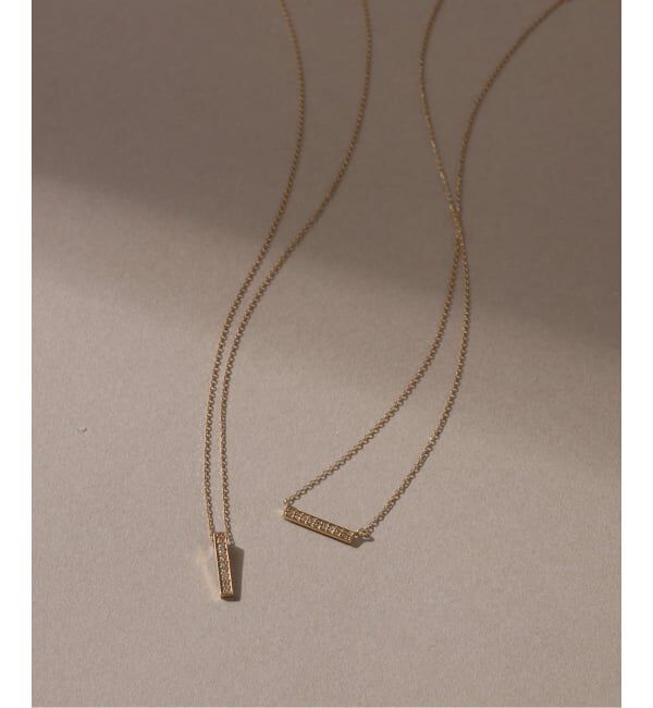 Lilas by Spick&Span「《WEB限定》ボックスダイヤ12mmバーティカルバーネックレス K10」|ネックレス|
