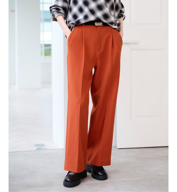 U by SPICK&SPAN「ベルトツキパンツ」|スラックス|オレンジ