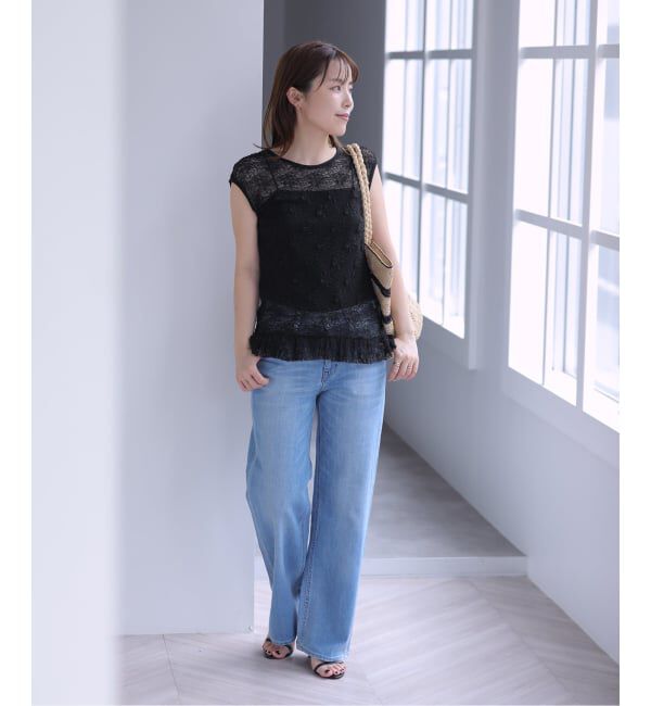  「【洗える】Mewl / ミュール レースフレンチタンク」|Tシャツ・カットソー|