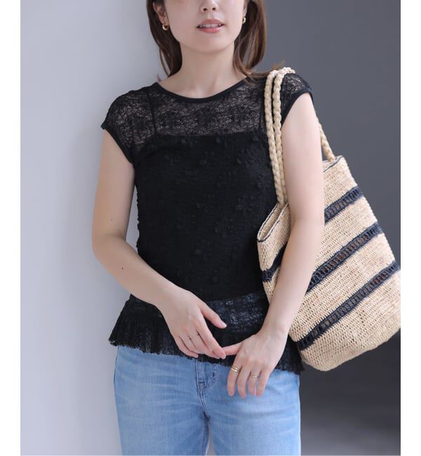  「【洗える】Mewl / ミュール レースフレンチタンク」|Tシャツ・カットソー|