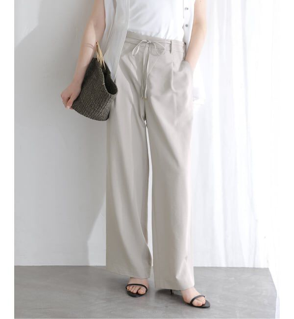  「【洗える】ダルサテンリボンパンツ」|スラックス|グレーA