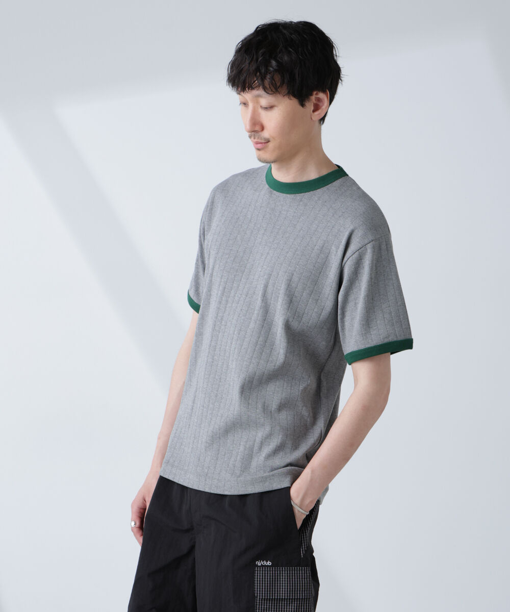 NANO universe「「NJ/CLUB」 針抜きリンガーTシャツ」|Tシャツ・カットソー|
