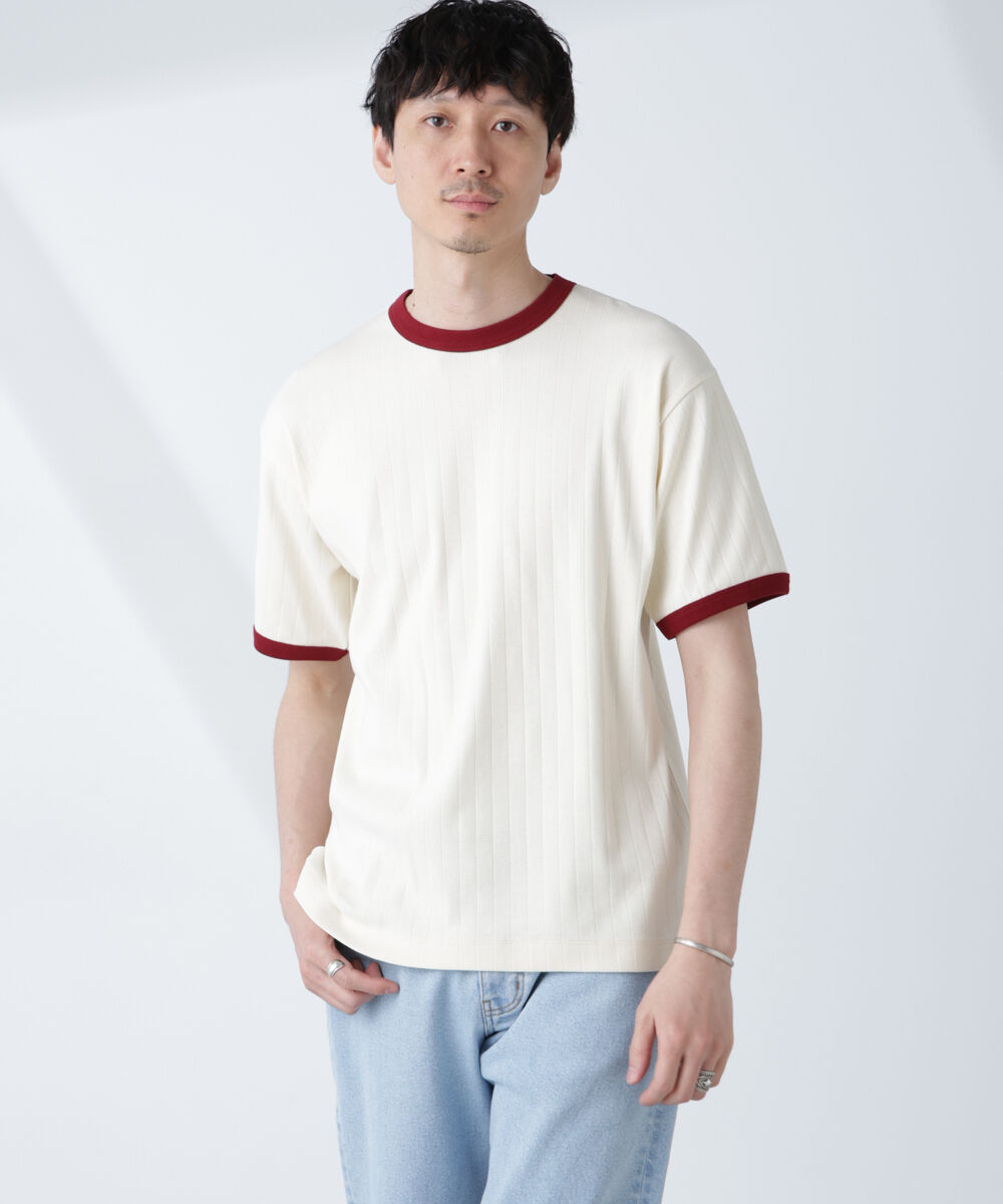 NANO universe「「NJ/CLUB」 針抜きリンガーTシャツ」|Tシャツ・カットソー|