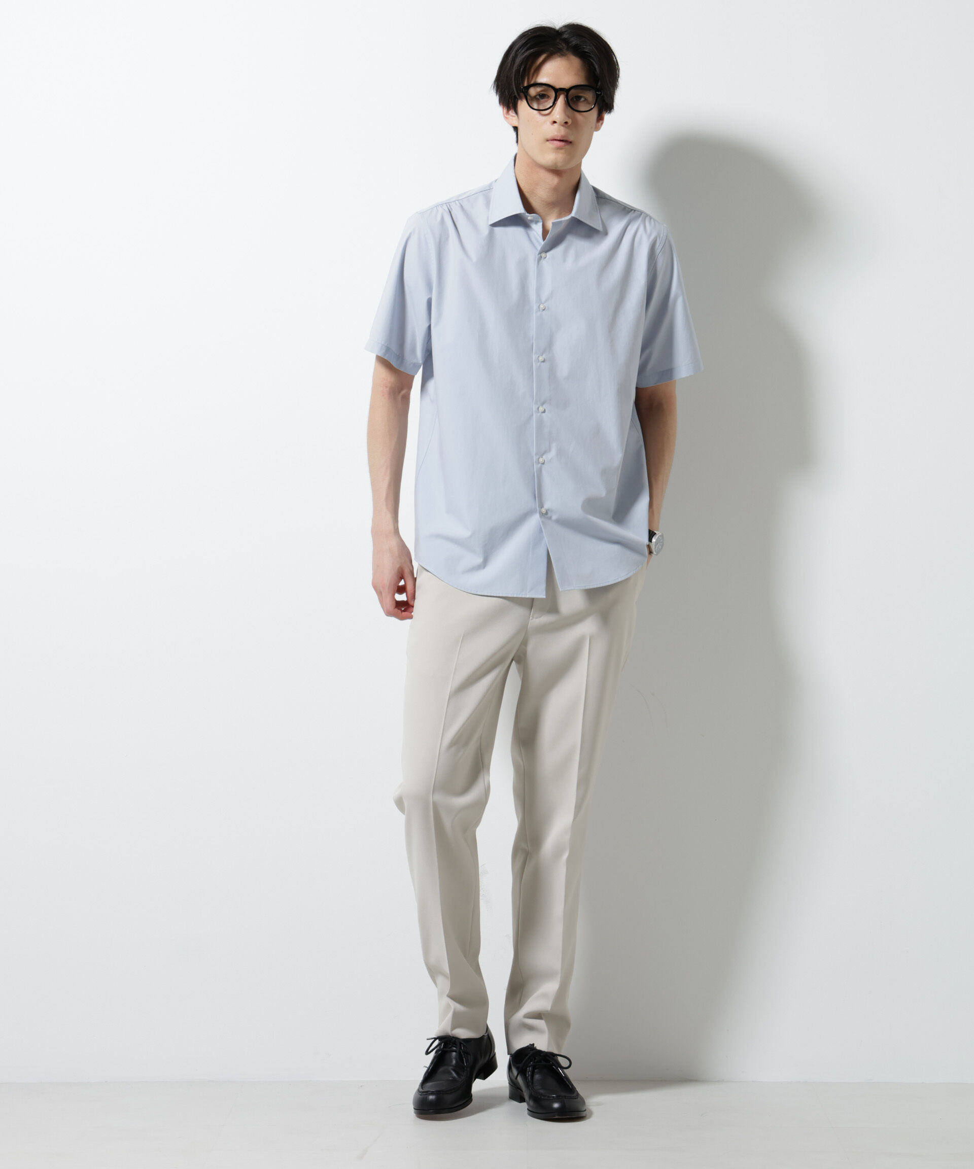 NANO universe「「N shirt」 速乾 セミワイドカラーシャツ半袖」|シャツ・ブラウス|