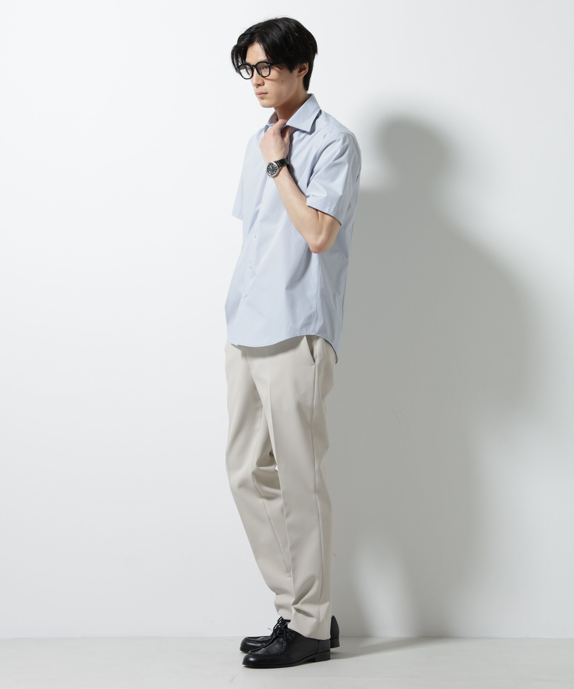 NANO universe「「N shirt」 速乾 セミワイドカラーシャツ半袖」|シャツ・ブラウス|