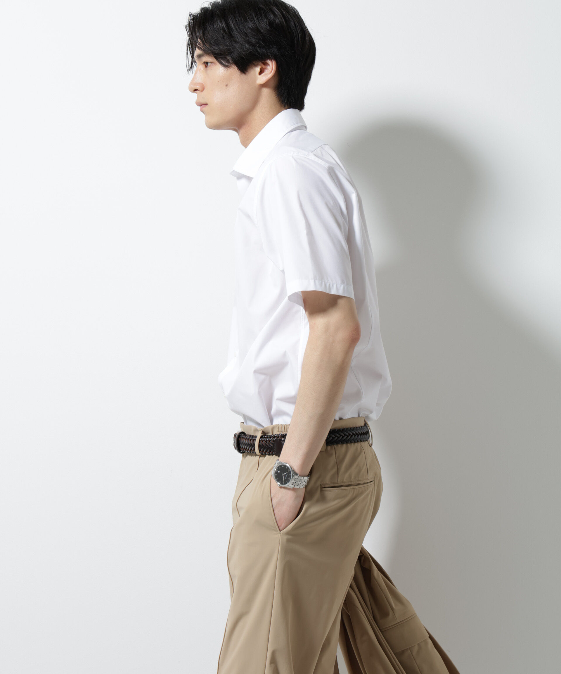NANO universe「「N shirt」 速乾 セミワイドカラーシャツ半袖」|シャツ・ブラウス|