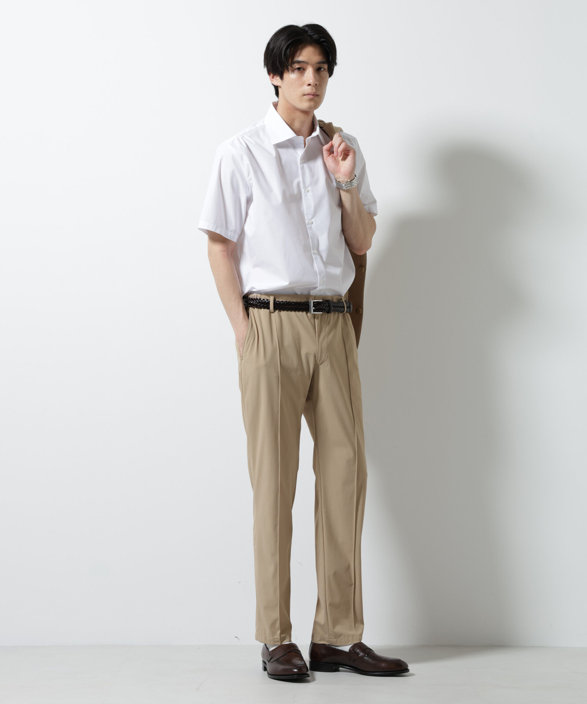 NANO universe「「N shirt」 速乾 セミワイドカラーシャツ半袖」|シャツ・ブラウス|