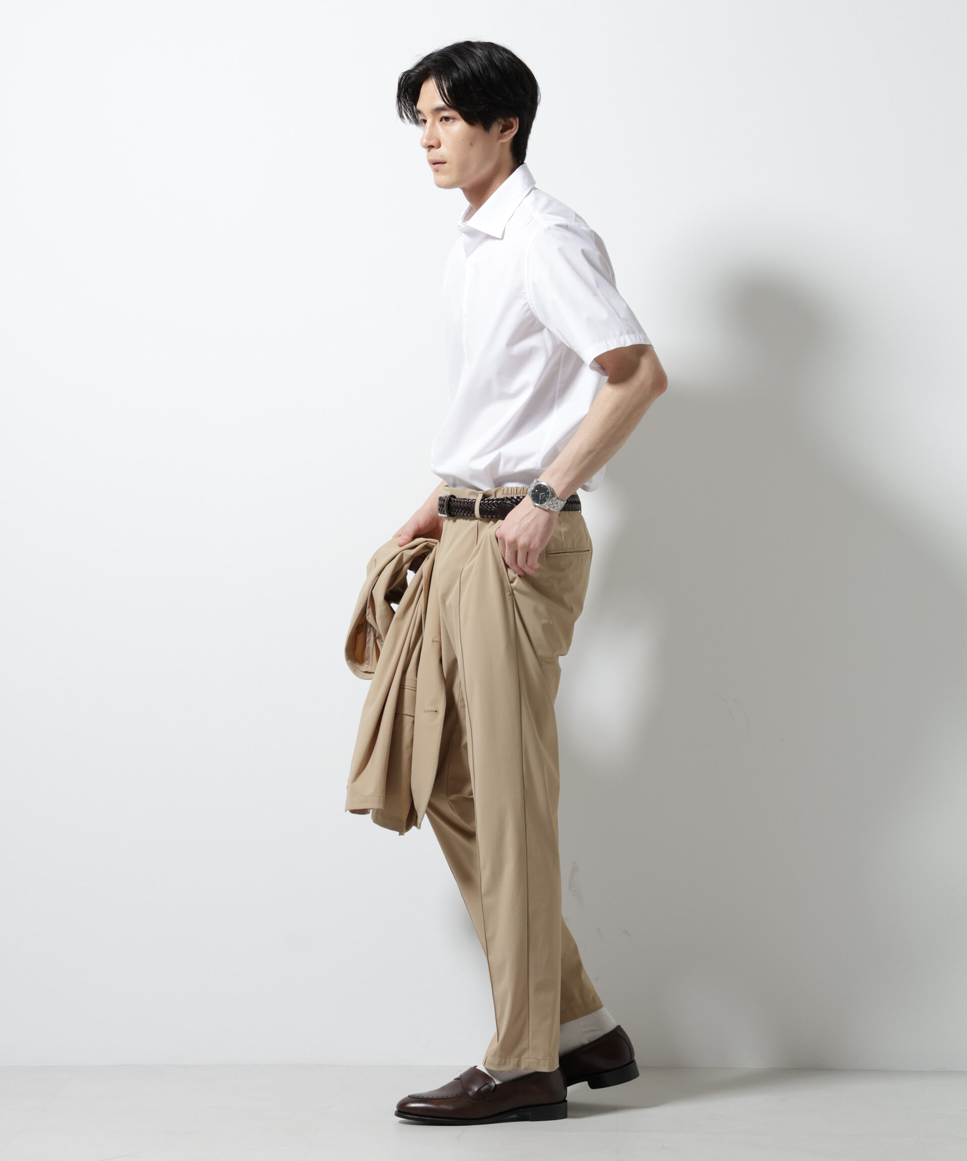 NANO universe「「N shirt」 速乾 セミワイドカラーシャツ半袖」|シャツ・ブラウス|