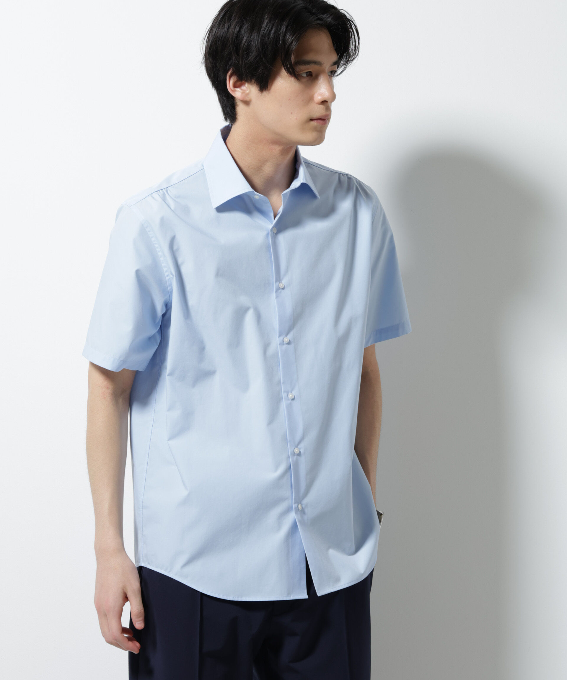 NANO universe「「N shirt」 速乾 セミワイドカラーシャツ半袖」|シャツ・ブラウス|