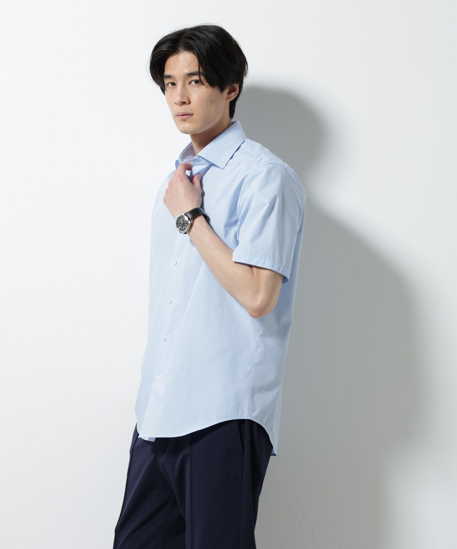NANO universe「「N shirt」 速乾 セミワイドカラーシャツ半袖」|シャツ・ブラウス|