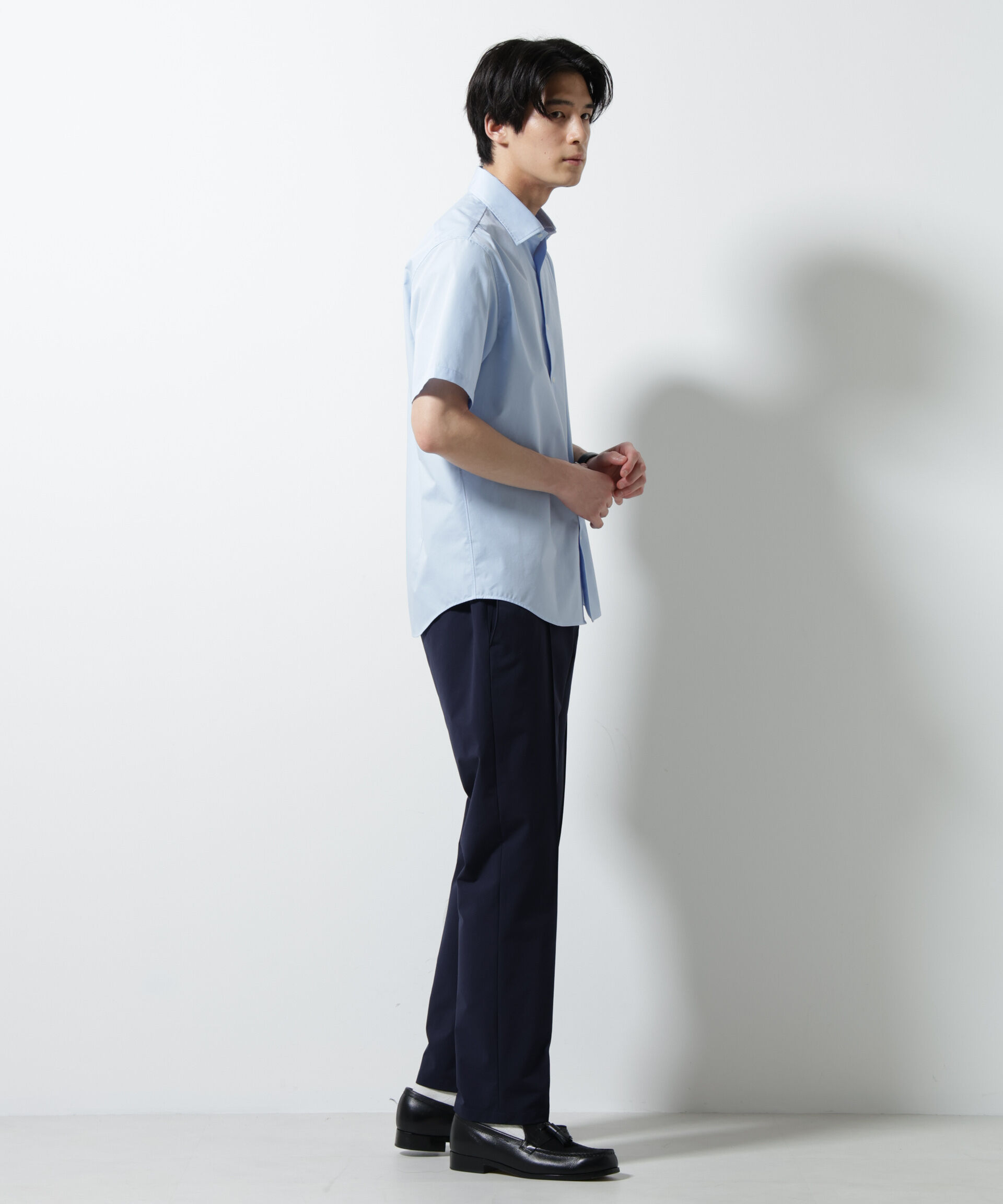NANO universe「「N shirt」 速乾 セミワイドカラーシャツ半袖」|シャツ・ブラウス|