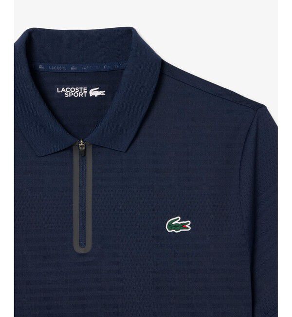 LACOSTE「ウルトラドライ コートジャカードジップポロシャツ」|ポロシャツ|