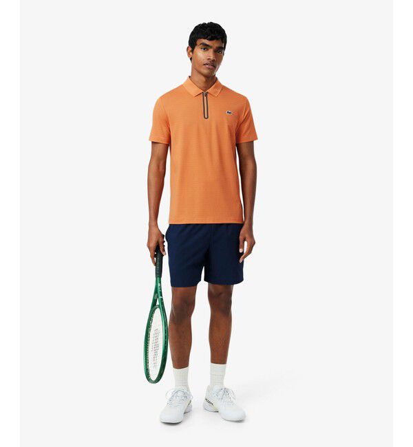 LACOSTE「ウルトラドライ コートジャカードジップポロシャツ」|ポロシャツ|