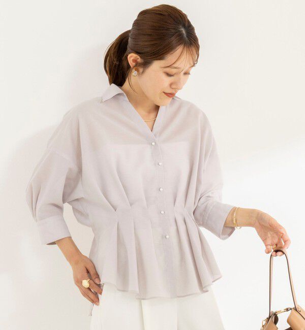 NOLLEY'S「《接触冷感》【BECシリーズ】ウォッシャブルシアースキッパータック半袖ブラウス」|シャツ・ブラウス|