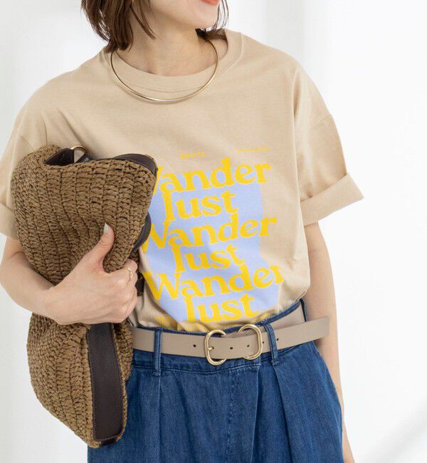 Rie Miller「Wander lustウォッシャブルワイドシルエットプリントTシャツ」|Tシャツ・カットソー|ブラウンベージュ系1