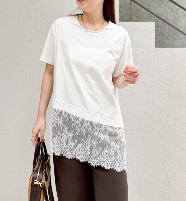NOLLEY'S sophi「【BECシリーズ】ウォッシャブル裾レースイレヘムＴシャツ」|Tシャツ・カットソー|