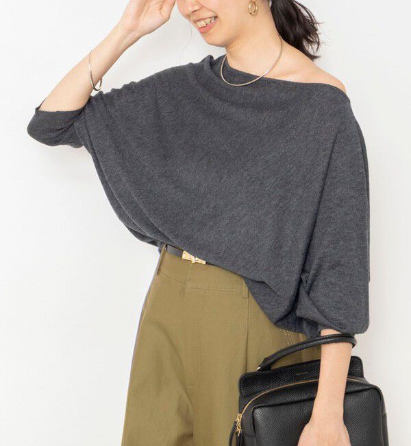 NOLLEY'S sophi「【BECシリーズ】【一部WEB限定カラーアイテム】ドレープドルマンプルオーバー」|ニット・セーター|チャコールグレー