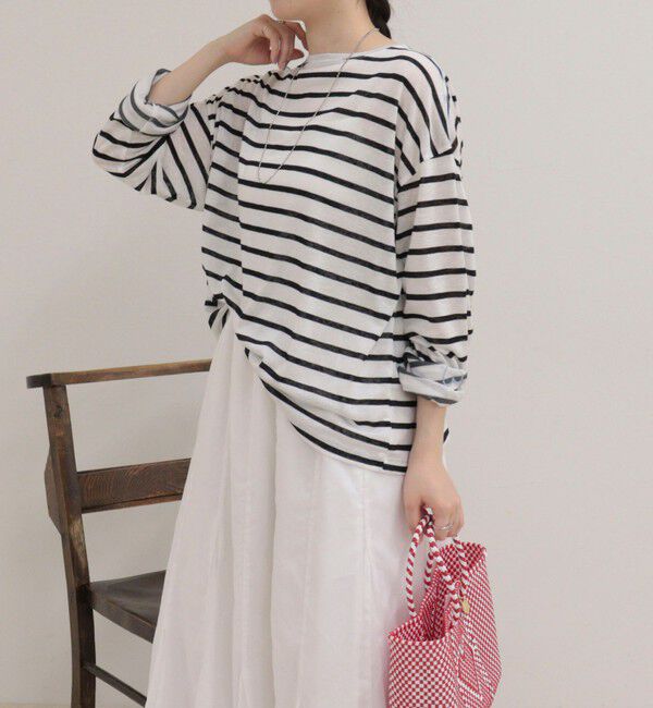 fredy emue「ハートステッチシアーボーダーロンTシャツ」|Tシャツ・カットソー|