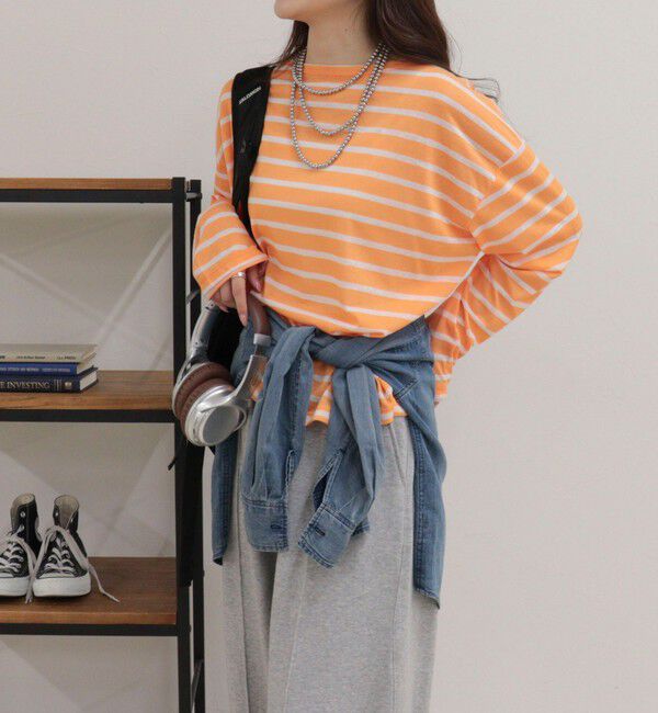 fredy emue「ハートステッチシアーボーダーロンTシャツ」|Tシャツ・カットソー|