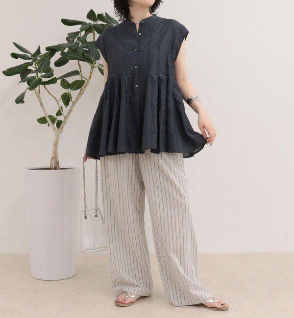 fredy emue「綿シルクタックフレアーフレンチブラウス」|シャツ・ブラウス|