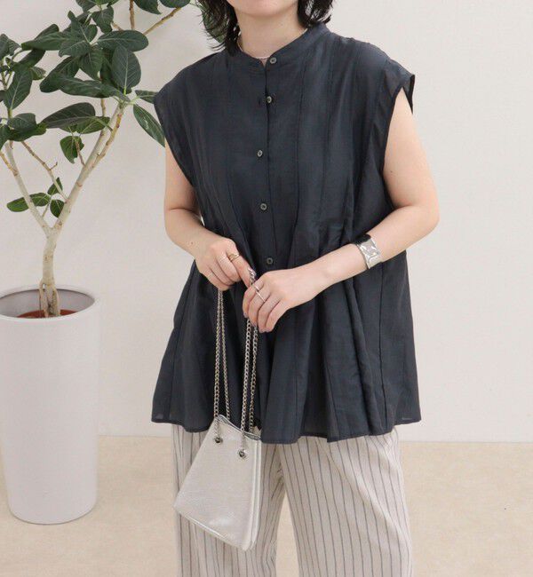 fredy emue「綿シルクタックフレアーフレンチブラウス」|シャツ・ブラウス|