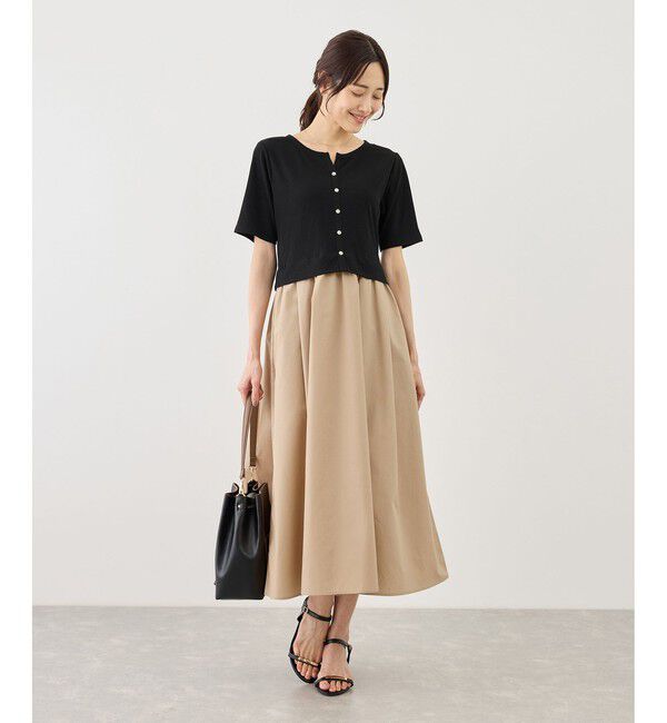 Rope&rsquo;Picnic「キーネック布帛ドッキングカットワンピース」|ワンピース|