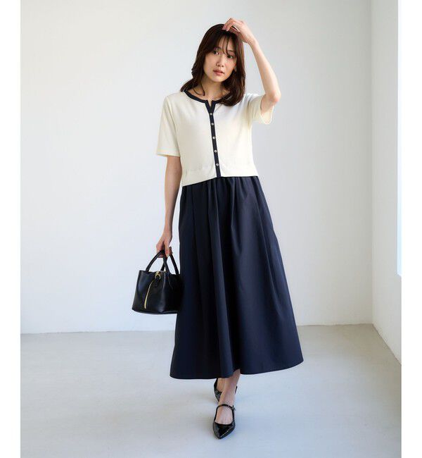 Rope&rsquo;Picnic「キーネック布帛ドッキングカットワンピース」|ワンピース|