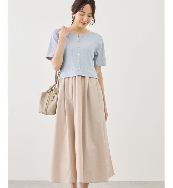 Rope&rsquo;Picnic「キーネック布帛ドッキングカットワンピース」|ワンピース|