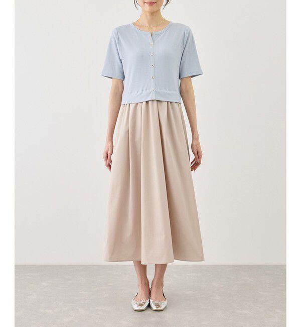 Rope&rsquo;Picnic「キーネック布帛ドッキングカットワンピース」|ワンピース|