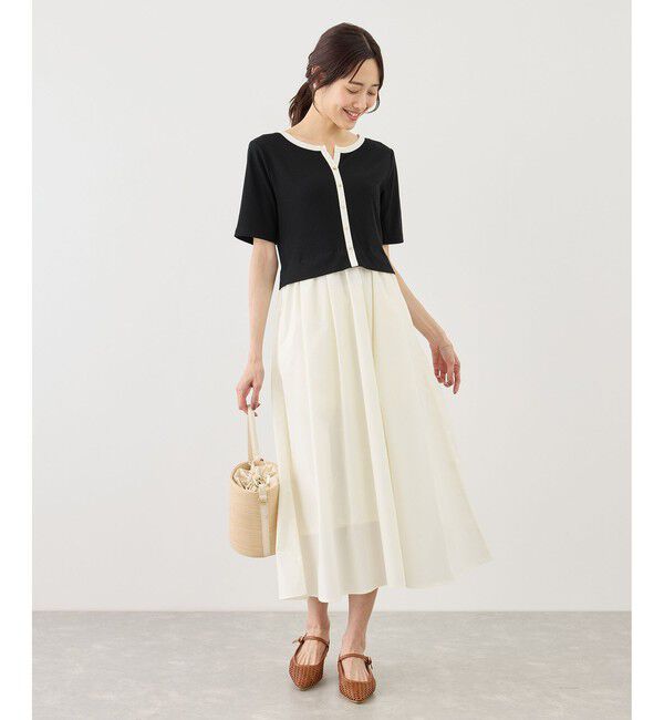Rope&rsquo;Picnic「キーネック布帛ドッキングカットワンピース」|ワンピース|