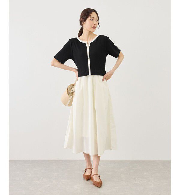 Rope&rsquo;Picnic「キーネック布帛ドッキングカットワンピース」|ワンピース|