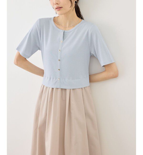 Rope&rsquo;Picnic「キーネック布帛ドッキングカットワンピース」|ワンピース|サックス(48)