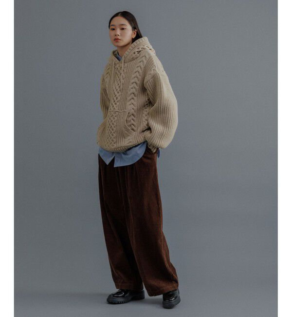 ADAM ET ROPE'「【WEB限定】ボリュームケーブル ニット パーカー / ロングシーズン着用可能 / 超軽量 / ユニセックス」|パーカー|