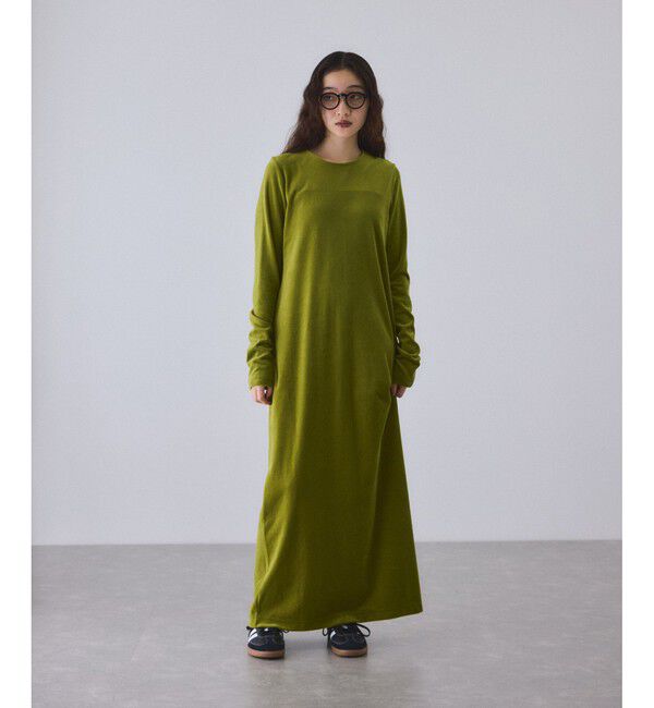 ADAM ET ROPE'「ベロア BOTANICAL DYED DRESS」|ワンピース|オリーブ(37)