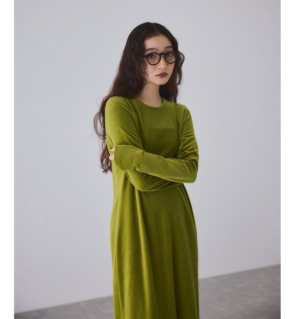 ADAM ET ROPE'「ベロア BOTANICAL DYED DRESS」|ワンピース|