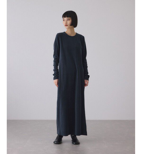 ADAM ET ROPE'「ベロア BOTANICAL DYED DRESS」|ワンピース|ネイビー(40)