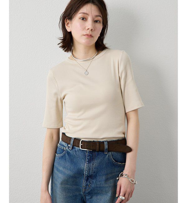  「《5色展開/手洗い可能》半袖クルーネックテレコカットソー」|Tシャツ・カットソー|