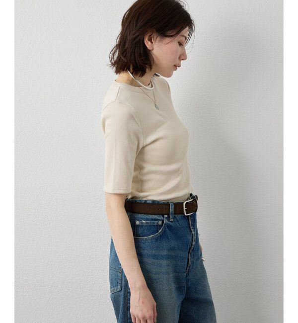  「《5色展開/手洗い可能》半袖クルーネックテレコカットソー」|Tシャツ・カットソー|
