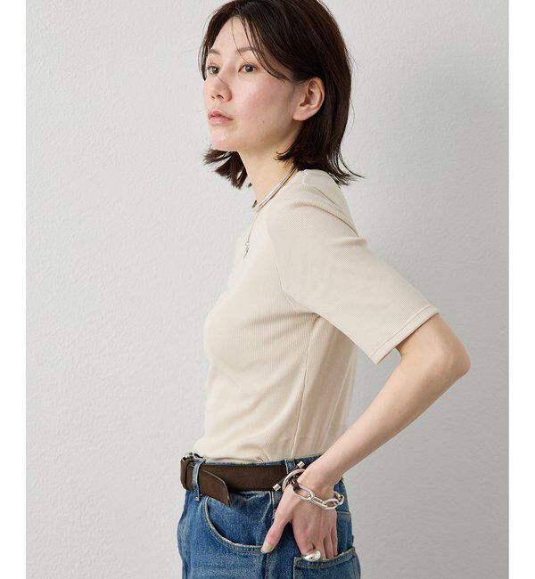  「《5色展開/手洗い可能》半袖クルーネックテレコカットソー」|Tシャツ・カットソー|