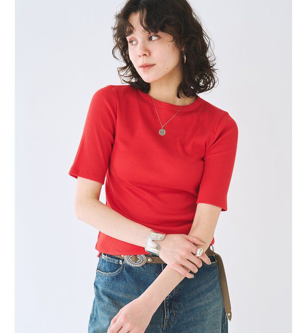  「《5色展開/手洗い可能》半袖クルーネックテレコカットソー」|Tシャツ・カットソー|