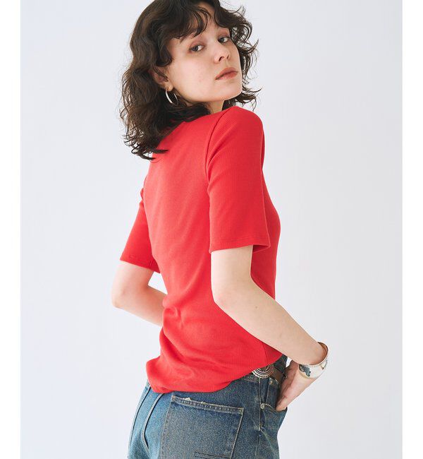  「《5色展開/手洗い可能》半袖クルーネックテレコカットソー」|Tシャツ・カットソー|