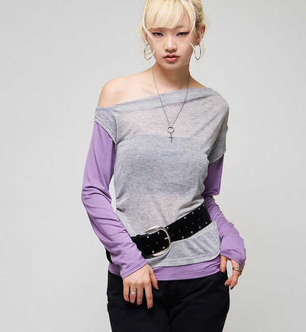  「TEEレイヤードオフショル」|Tシャツ・カットソー|
