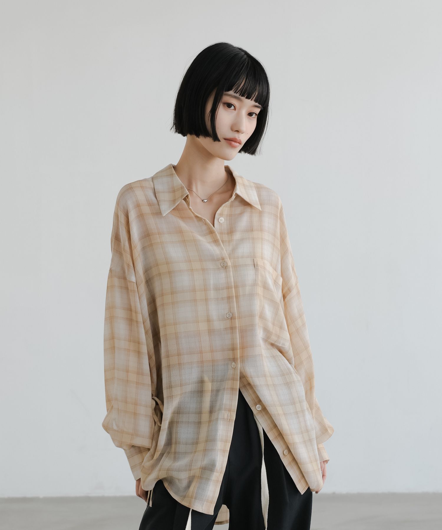 LOWRYS FARM「シアーチェックシャツロング」|シャツ・ブラウス|BRN2